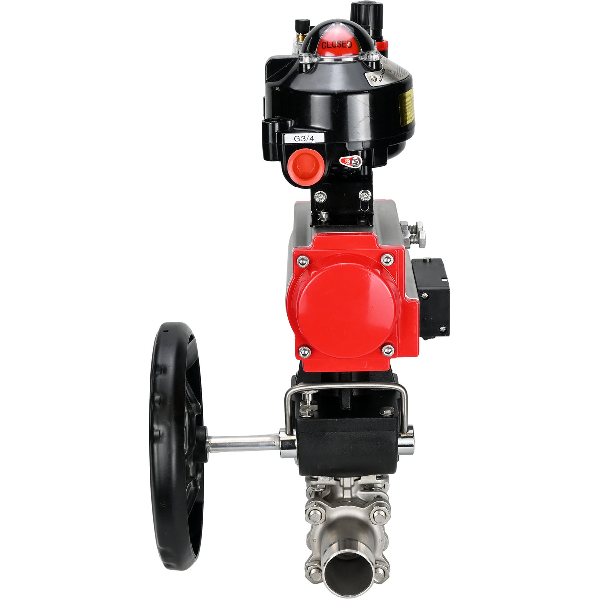 Ball valves Elephant BV3131P(3pc)-FP-W-ISO-H LONG DN50-150 full bore, body - stainless steel 304, for welding, with pneumatic actuator PA-DA, pneumatic distributor 4M310-08 NAMUR 24V, MON reducer, LSU APL-510N EX and ATU AFC2000