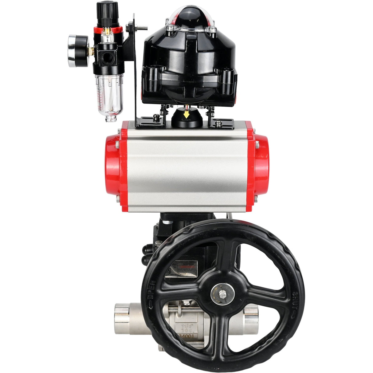 Ball valves Elephant BV3232P(3pc)-FP-W-ISO-H LONG DN50-150 full bore, body - stainless steel 316, for welding, with pneumatic actuator PA-DA, pneumatic distributor 4M310-08 NAMUR 24V, MON gearbox, LSU APL-510N EX and ATU AFC2000