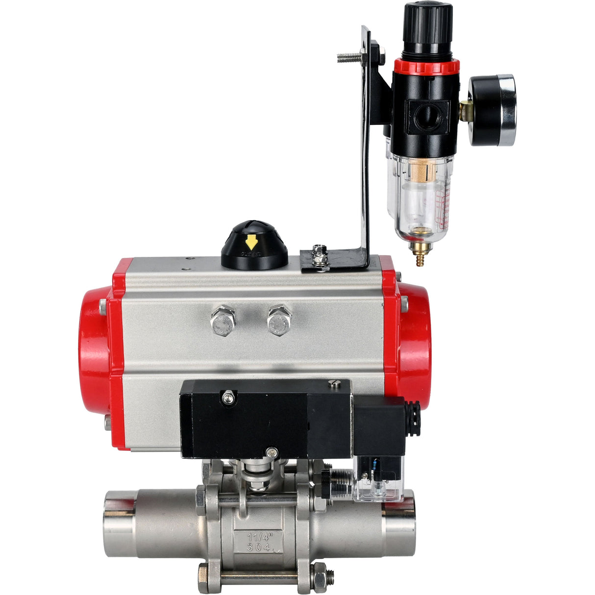 Ball valves Elephant BV3232P(3pc)-FP-W-ISO-H LONG full bore, body - stainless steel 316, for welding, with pneumatic actuator Elephant PA-SA, pneumatic distributor 4M310-08 NAMUR 220V and ATU AFC2000