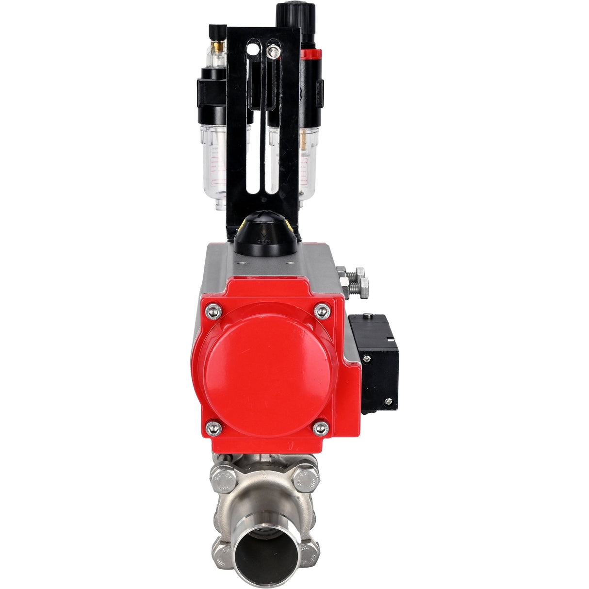 Ball valves Elephant BV3232P(3pc)-FP-W-ISO-H LONG full bore, body - stainless steel 316, for welding, with pneumatic actuator PA-DA, pneumatic distributor 4M310-08 NAMUR 24V and ATU AFC2000