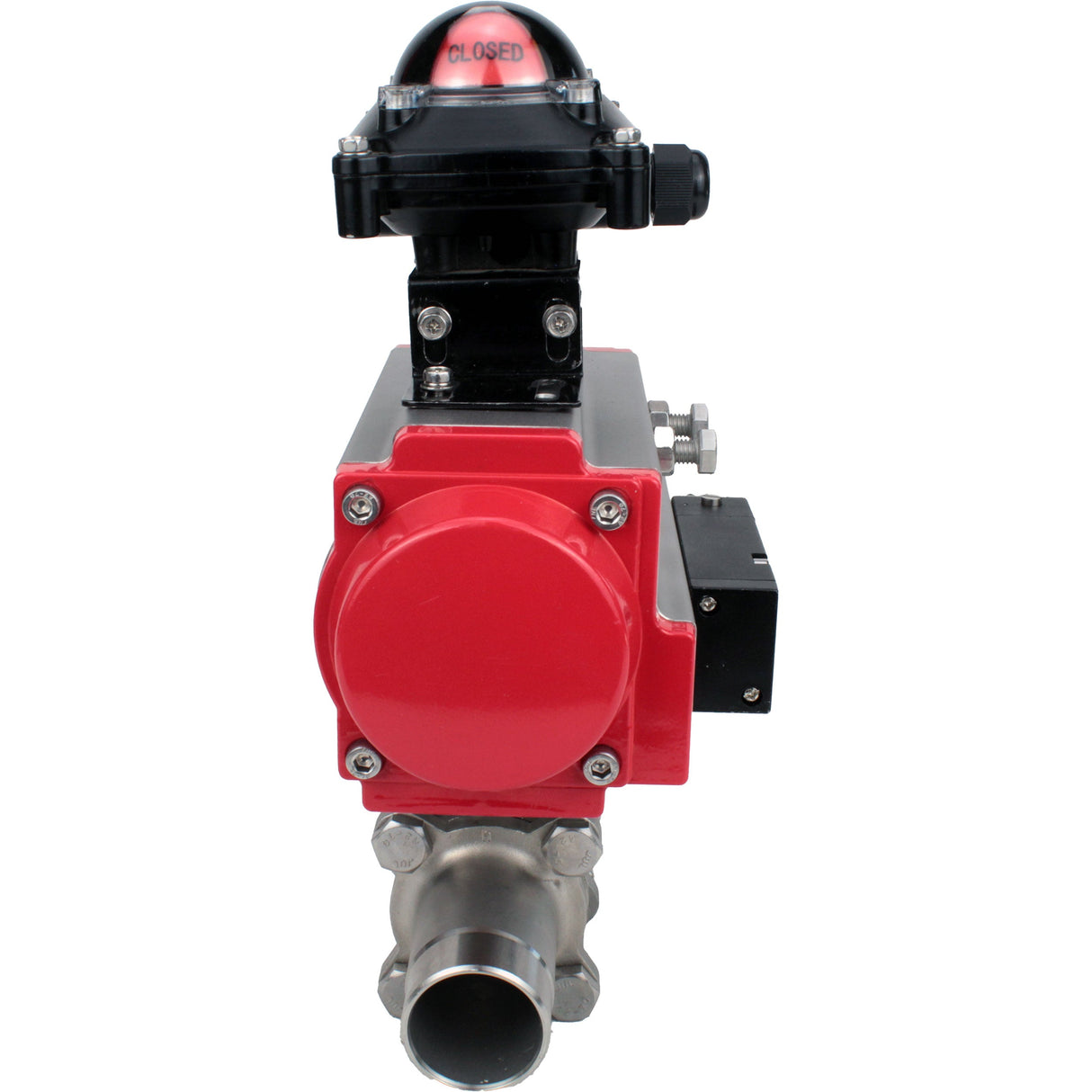 Ball valves Elephant BV3232P(3pc)-FP-W-ISO-H LONG DN10-150 full bore, body - stainless steel 316, for welding, with pneumatic actuator PA-DA, pneumatic distributor 4M310-08 NAMUR 220V and limit switch block APL -210N