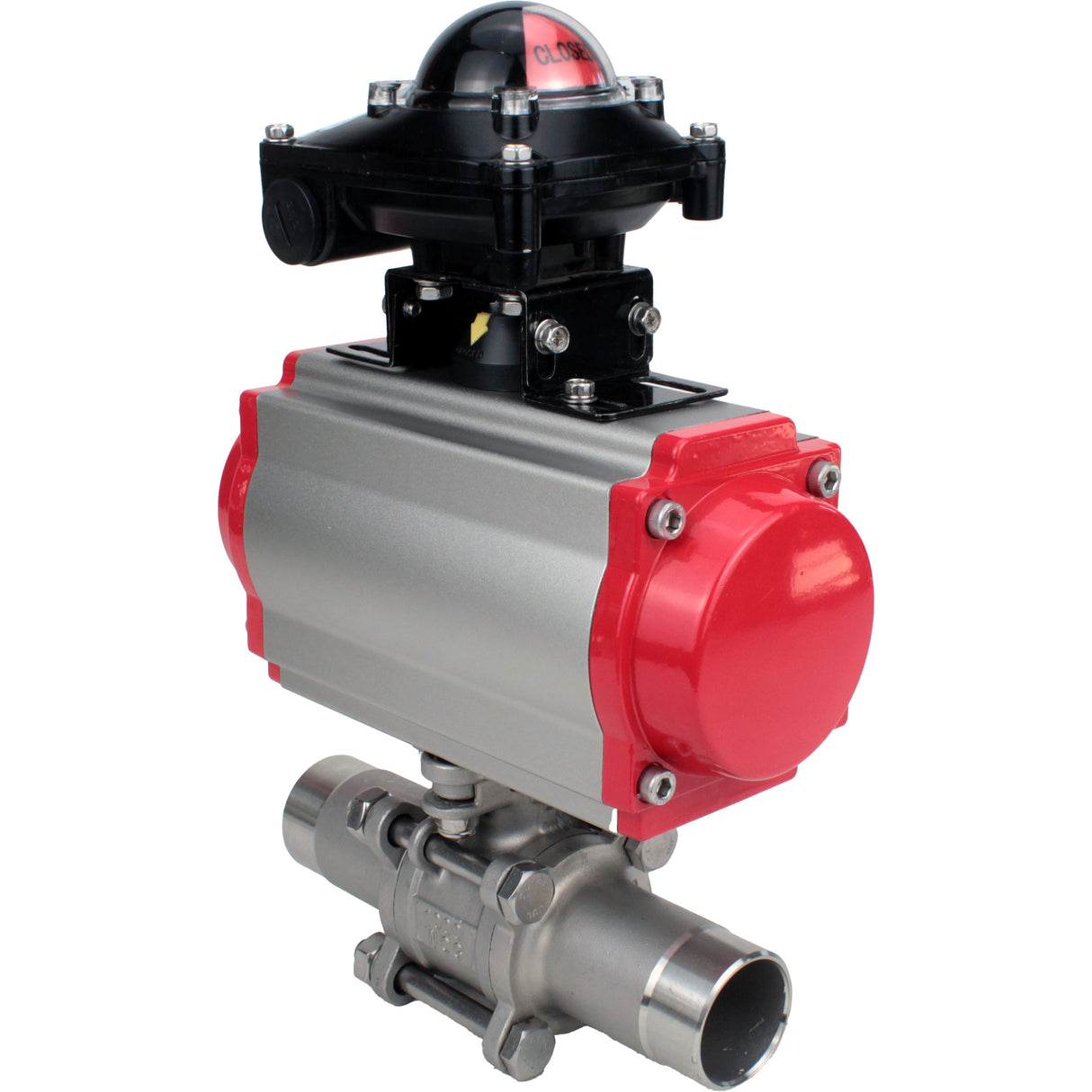 Ball valves Elephant BV3131P(3pc)-FP-W-ISO-H LONG DN10-150 full bore, body - stainless steel 304, for welding, with pneumatic actuator PA-DA, pneumatic distributor 4M310-08 NAMUR 220V and limit switch block APL -210N