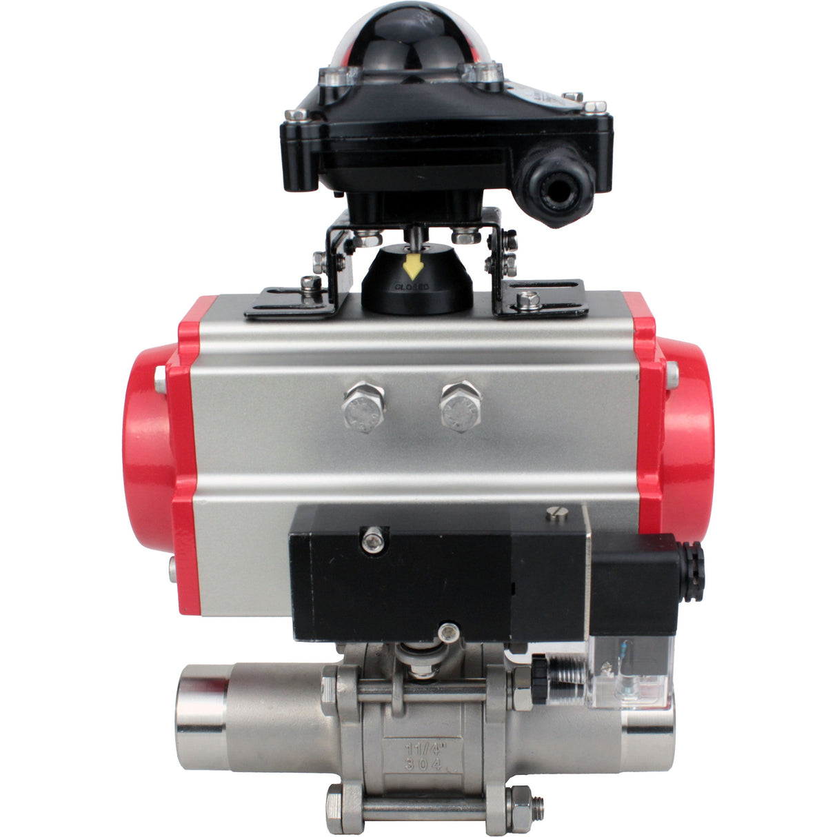 Ball valves Elephant BV3131P(3pc)-FP-W-ISO-H LONG DN10-150 full bore, body - stainless steel 304, welded, with pneumatic actuator PA-DA, pneumatic distributor 4M310-08 NAMUR 24V and limit switch block APL -210N