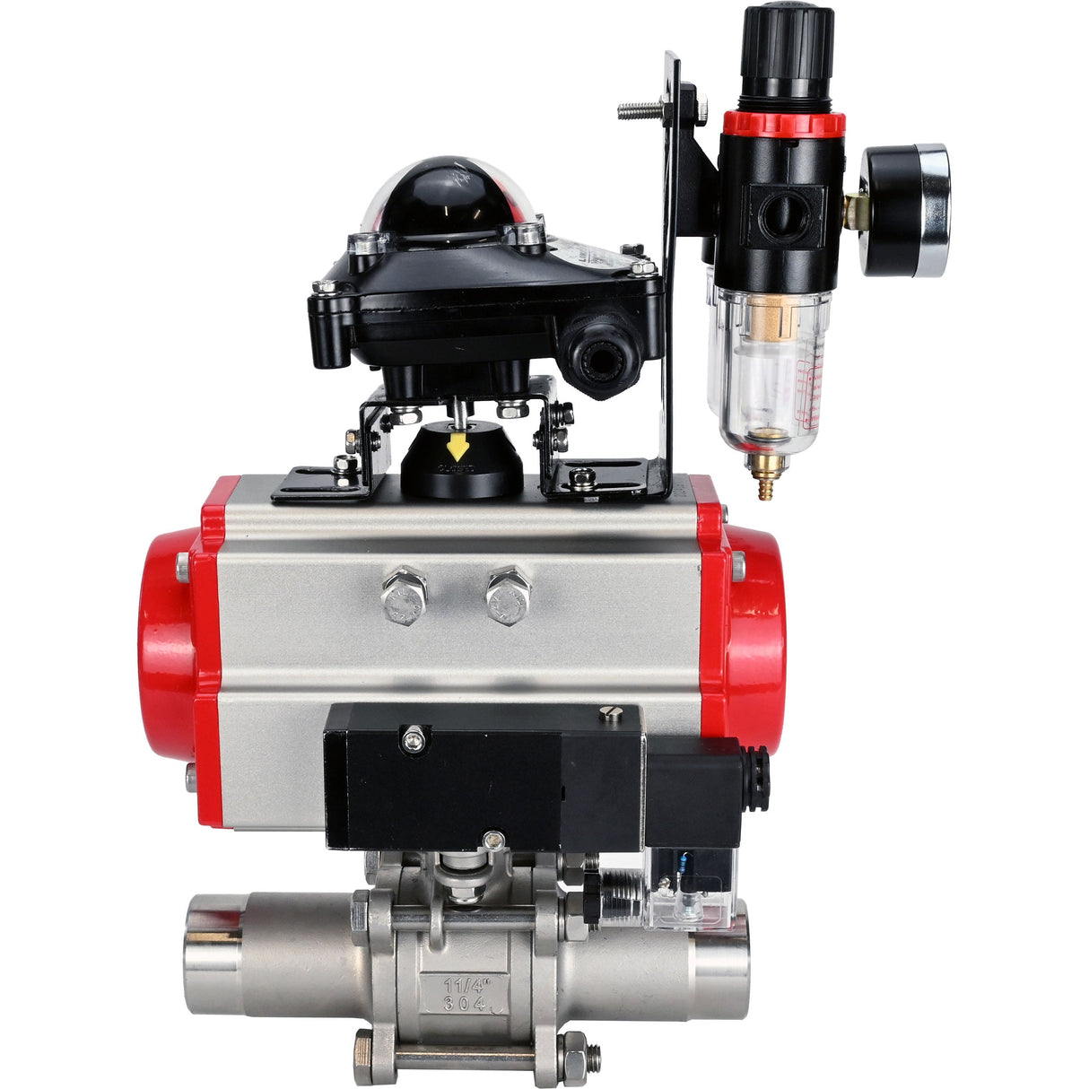 Ball valves Elephant BV3232P(3pc)-FP-W-ISO-H LONG full bore, body - stainless steel 316, for welding, with pneumatic actuator Elephant PA-SA, pneumatic distributor 4M310-08 NAMUR 24V, LSU APL-210N and ATU AFC2000
