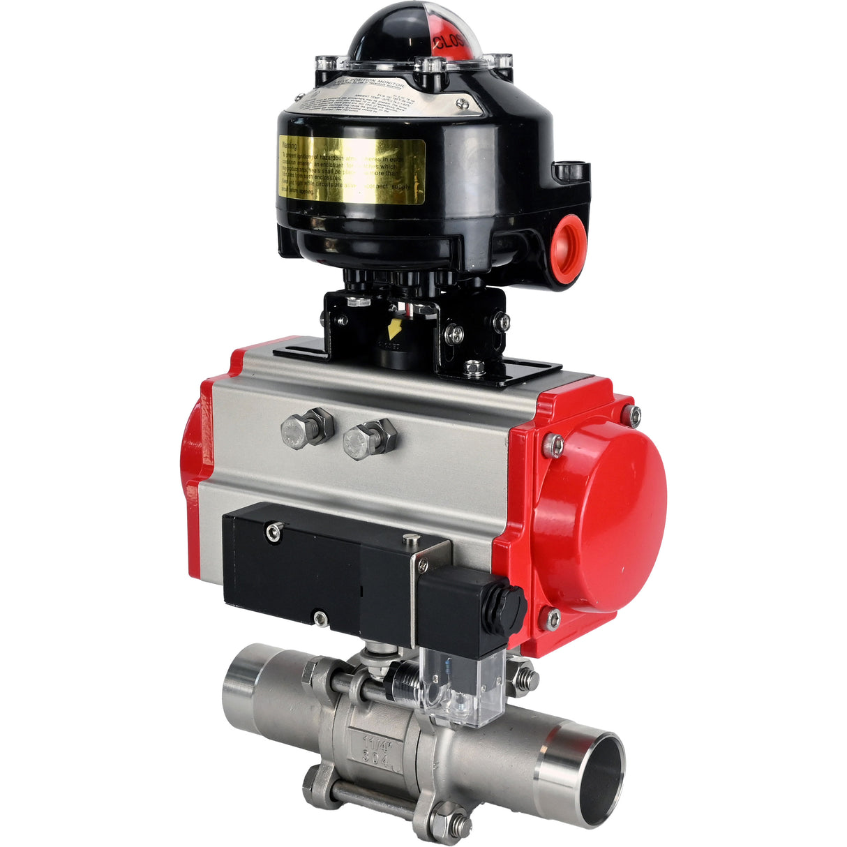 Ball valves Elephant BV3131P(3pc)-FP-W-ISO-H LONG DN10-150 full bore, body - stainless steel 304, for welding, with pneumatic actuator PA-DA, pneumatic distributor 4M310-08 NAMUR 220V and limit switch block APL -510N EX