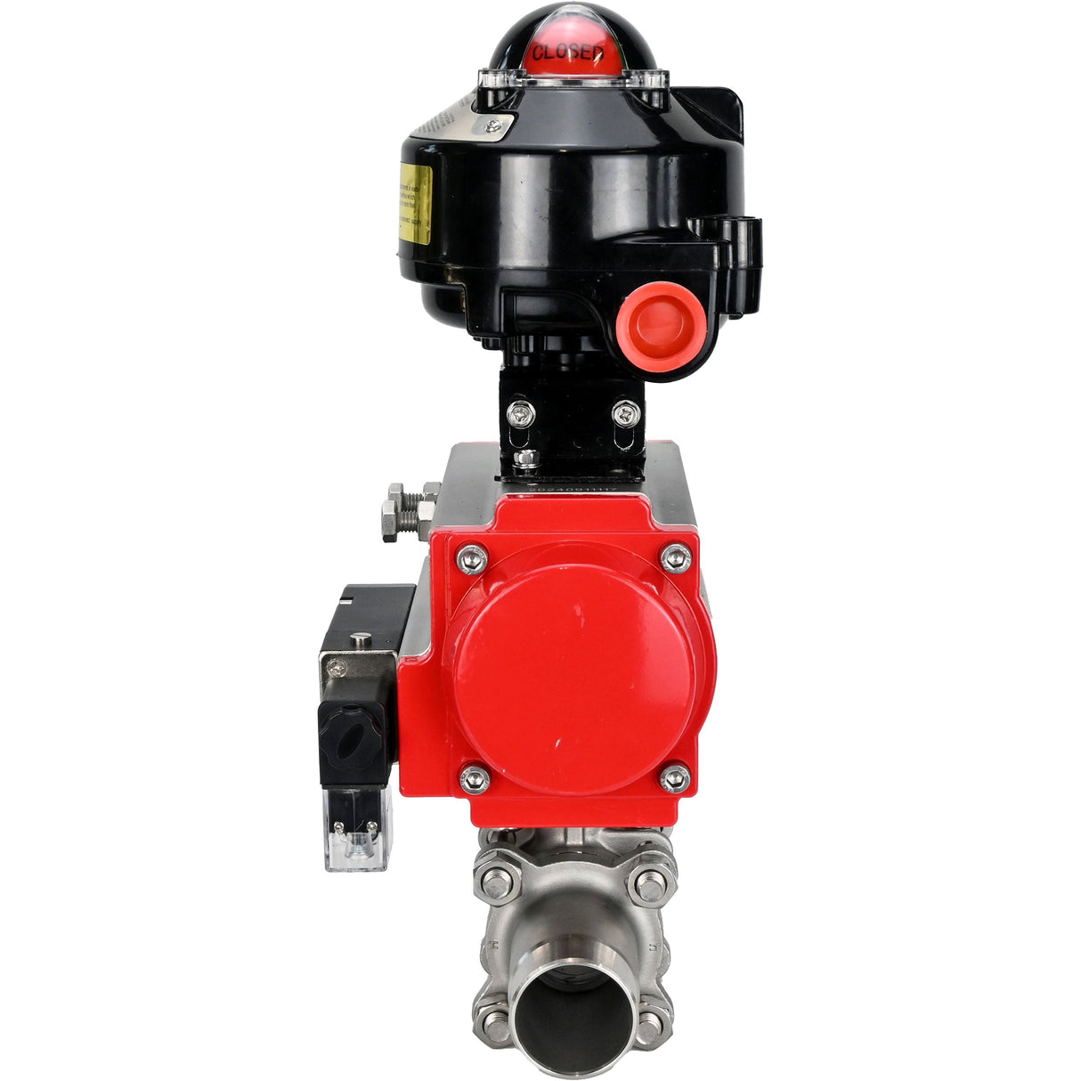 Ball valves Elephant BV3232P(3pc)-FP-W-ISO-H LONG DN10-150 full bore, body - stainless steel 316, for welding, with pneumatic actuator PA-DA, pneumatic distributor 4M310-08 NAMUR 220V and limit switch block APL -510N EX