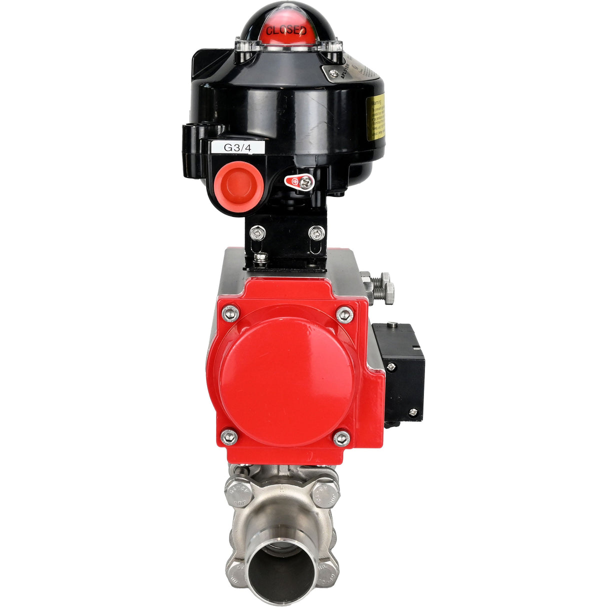 Ball valves Elephant BV3232P(3pc)-FP-W-ISO-H LONG DN10-150 full bore, body - stainless steel 316, for welding, with pneumatic actuator PA-DA, pneumatic distributor 4M310-08 NAMUR 220V and limit switch block APL -510N EX