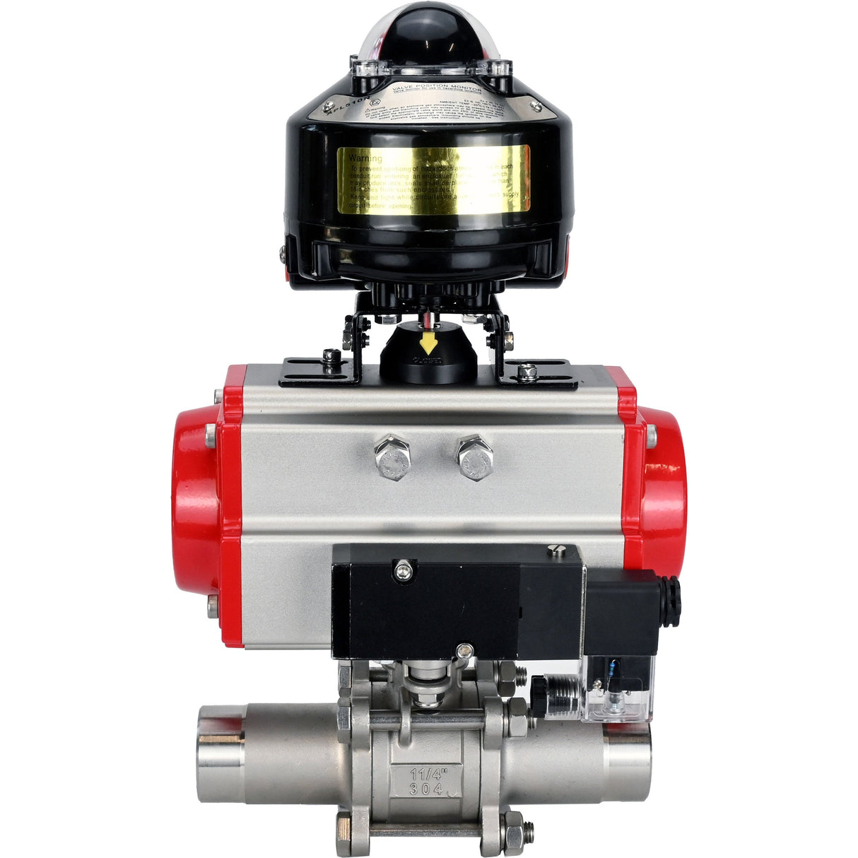 Ball valves Elephant BV3232P(3pc)-FP-W-ISO-H LONG DN10-150 full bore, body - stainless steel 316, for welding, with pneumatic actuator PA-DA, pneumatic distributor 4M310-08 NAMUR 220V and limit switch block APL -510N EX