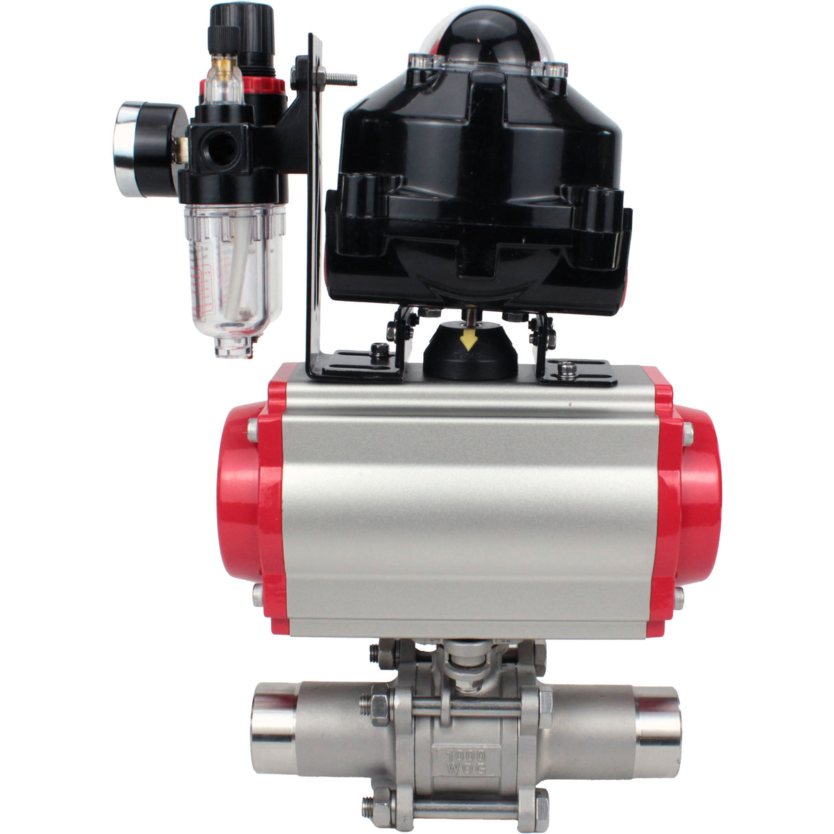 Ball valves Elephant BV3131P(3pc)-FP-W-ISO-H LONG full bore, body - stainless steel 304, for welding, with pneumatic actuator Elephant PA-SA, pneumatic distributor 4M310-08 220V, LSU APL-510N EX and ATU AFC2000