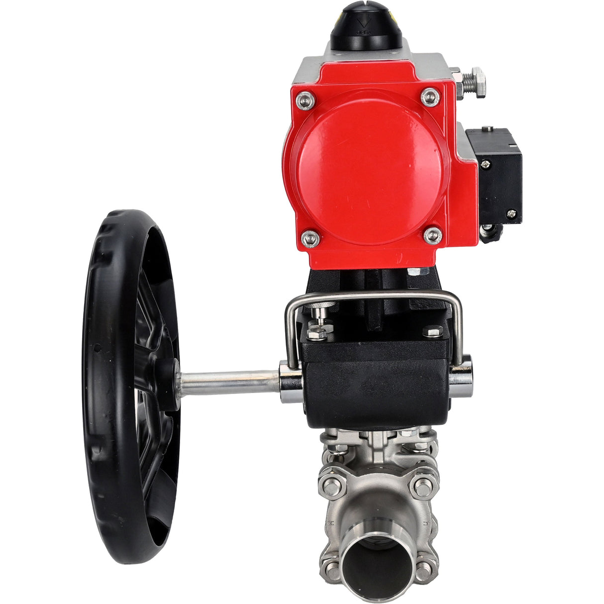 Ball valves Elephant BV3131P(3pc)-FP-W-ISO-H LONG full bore, body - stainless steel 304, for welding, with pneumatic actuator PA-DA, pneumatic distributor 4M310-08 NAMUR 220V and MON reducer