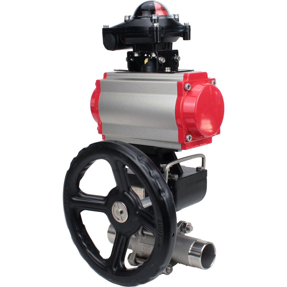 Ball valves Elephant BV3131P(3pc)-FP-W-ISO-H LONG DN50-150 full bore, body - stainless steel 304, for welding, with PA-DA pneumatic actuator, pneumatic distributor 4M310-08 NAMUR 220V, MON gearbox and block limit switches APL-210N