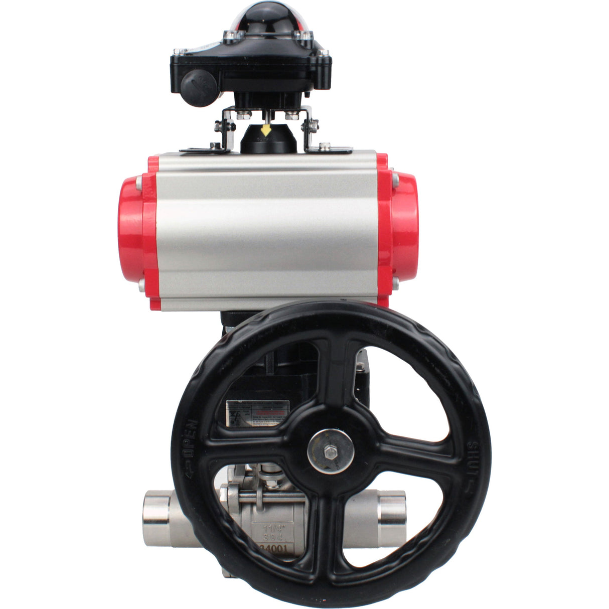 Ball valves Elephant BV3232P(3pc)-FP-W-ISO-H LONG DN50-150 full bore, body - stainless steel 316, for welding, with PA-DA pneumatic actuator, pneumatic distributor 4M310-08 NAMUR 24V, MON gearbox and block limit switches APL-210N