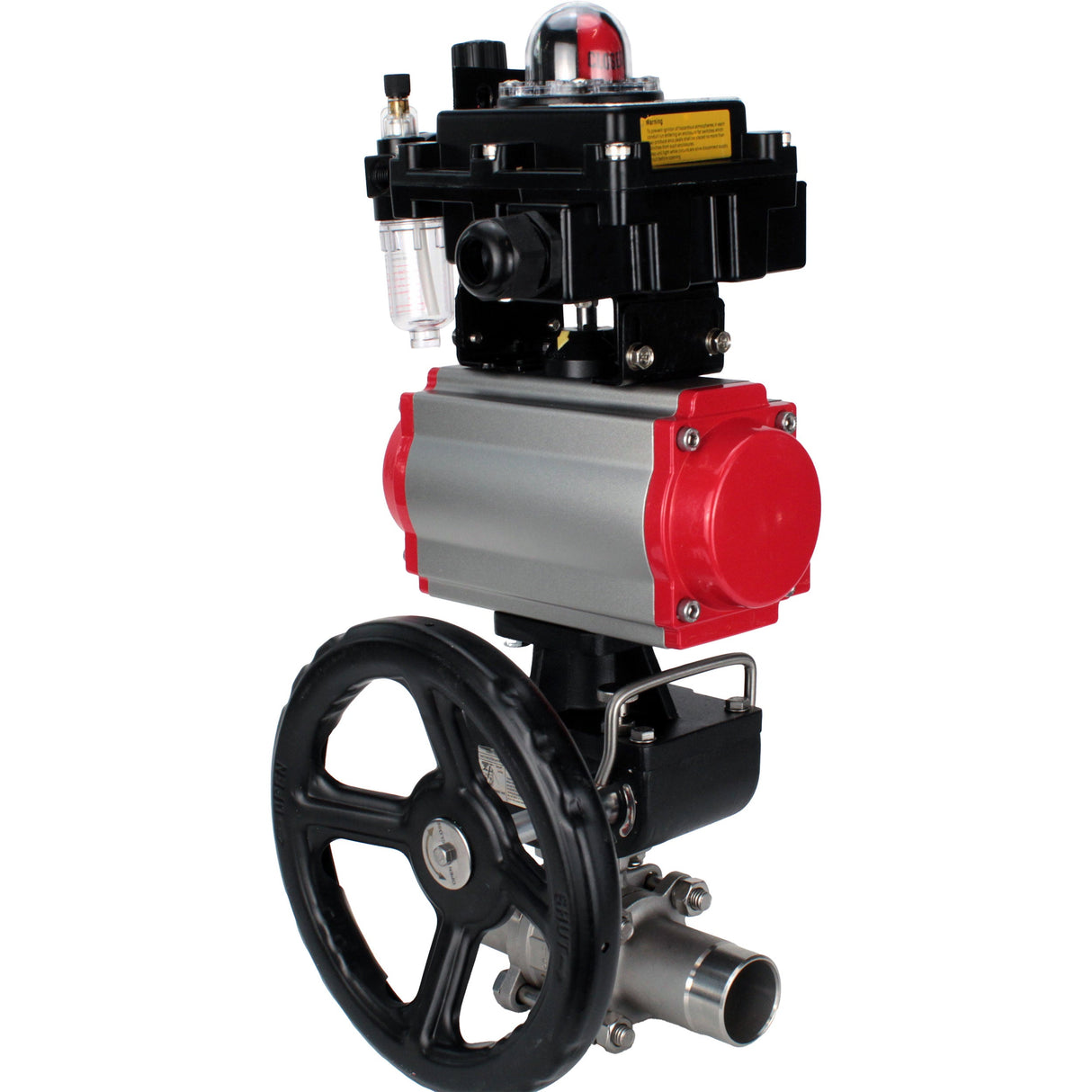 Ball valves Elephant BV3131P(3pc)-FP-W-ISO-H LONG DN50-150 full bore, body - stainless steel 304, for welding, with pneumatic actuator PA-DA, pneumatic distributor 4M310-08 NAMUR 220V, MON gearbox, LSU APL-410N EX and ATU AFC2000