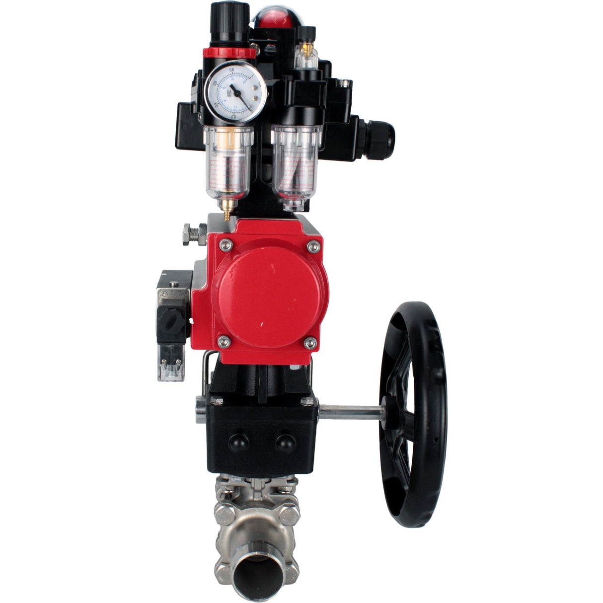 Ball valves Elephant BV3232P(3pc)-FP-W-ISO-H LONG DN50-150 full bore, body - stainless steel 316, for welding, with pneumatic actuator PA-DA, pneumatic distributor 4M310-08 NAMUR 220V, MON gearbox, LSU APL-410N EX and ATU AFC2000