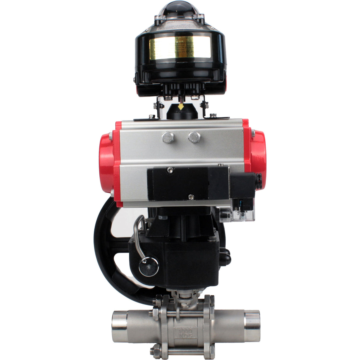 Ball valves Elephant BV3232P(3pc)-FP-W-ISO-H LONG DN50-150 full bore, body - stainless steel 316, for welding, with PA-DA pneumatic actuator, pneumatic distributor 4M310-08 NAMUR 24V, MON gearbox and block limit switches APL-510N EX