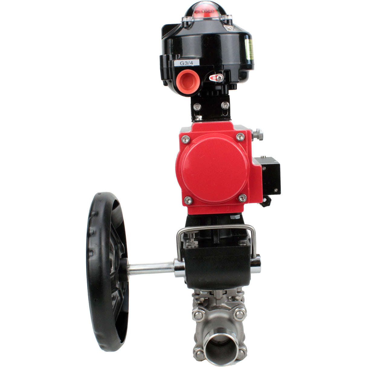 Ball valves Elephant BV3131P(3pc)-FP-W-ISO-H LONG DN50-150 full bore, body - stainless steel 304, for welding, with PA-DA pneumatic actuator, pneumatic distributor 4M310-08 NAMUR 220V, MON gearbox and block limit switches APL-510N EX