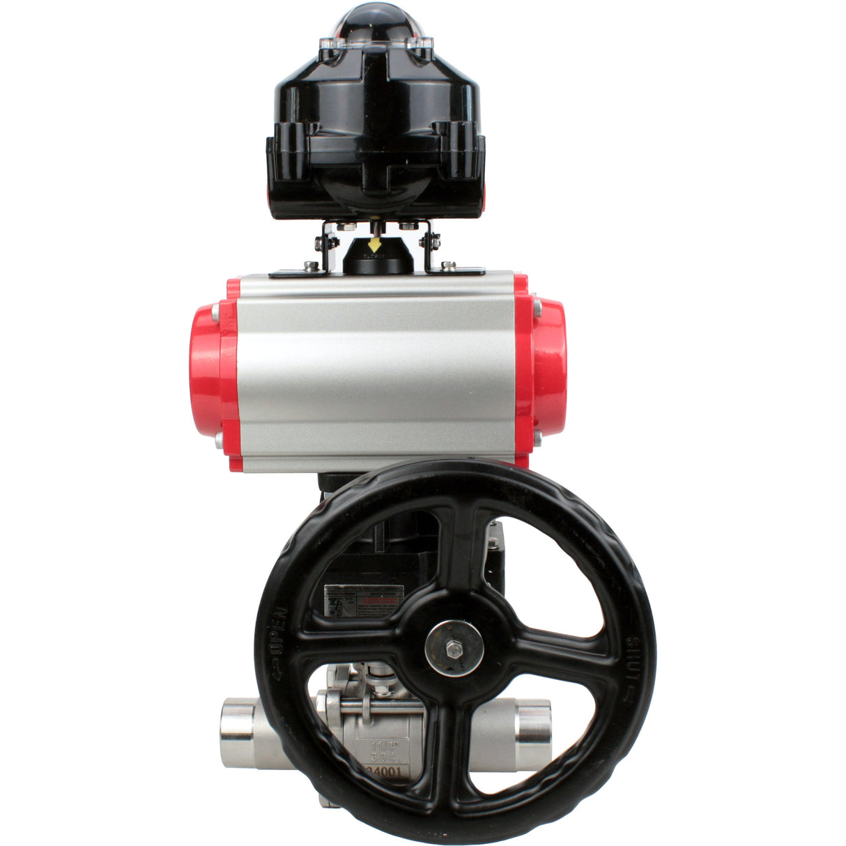 Ball valves Elephant BV3131P(3pc)-FP-W-ISO-H LONG DN50-150 full bore, body - stainless steel 304, for welding, with PA-DA pneumatic actuator, pneumatic distributor 4M310-08 NAMUR 220V, MON gearbox and block limit switches APL-510N EX