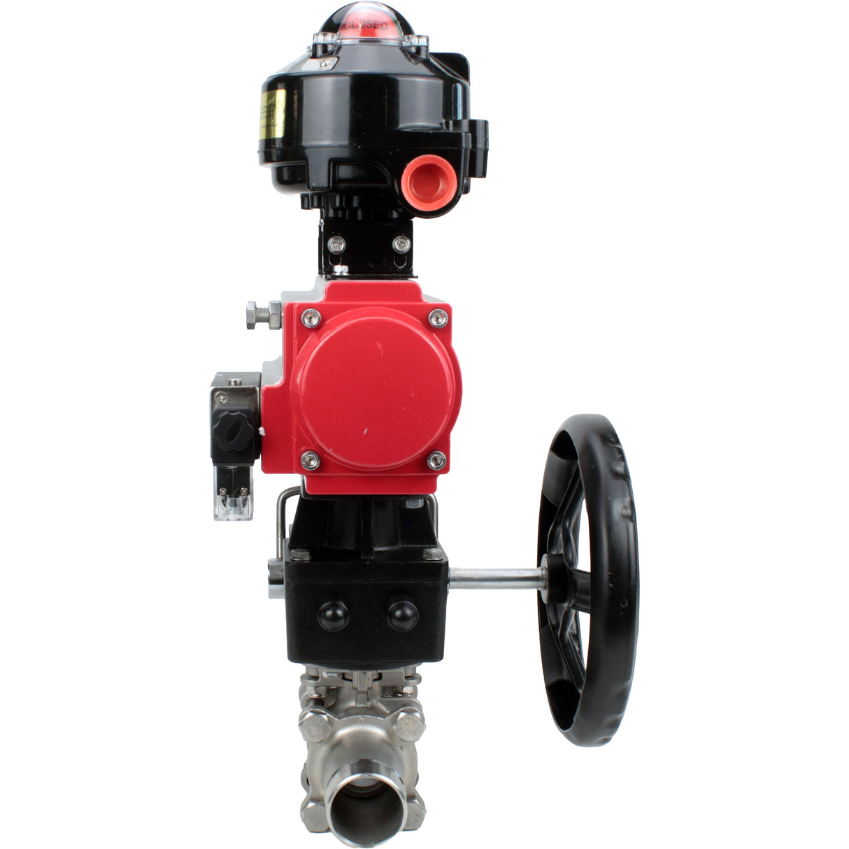 Ball valves Elephant BV3131P(3pc)-FP-W-ISO-H LONG DN50-150 full bore, body - stainless steel 304, for welding, with PA-DA pneumatic actuator, pneumatic distributor 4M310-08 NAMUR 220V, MON gearbox and block limit switches APL-510N EX