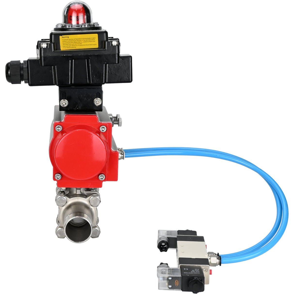 Ball valves Elephant BV3232P(3pc)-FP-W-ISO-H LONG DN10-150 full bore, body - stainless steel 316, welded, with pneumatic actuator PA-DA, pneumatic distributor 4V320-08 220V and limit switch block APL -410N EX