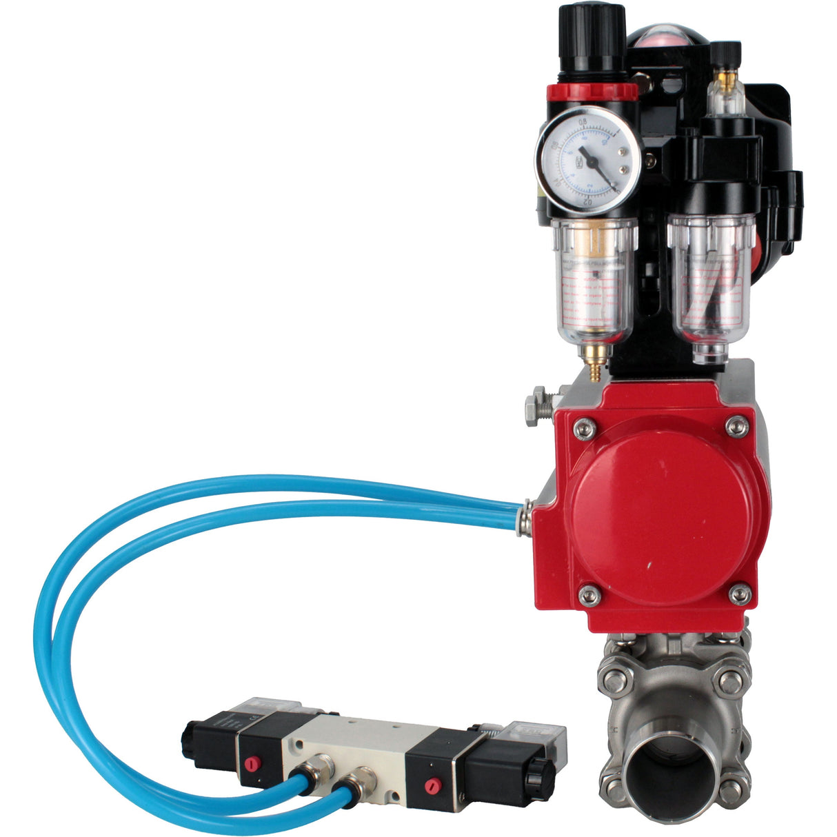 Ball valves Elephant BV3232P(3pc)-FP-W-ISO-H LONG full bore, body - stainless steel 316, for welding, with pneumatic actuator Elephant PA-SA, pneumatic distributor 4V320-10 220V, LSU APL-510N EX and ATU AFC2000