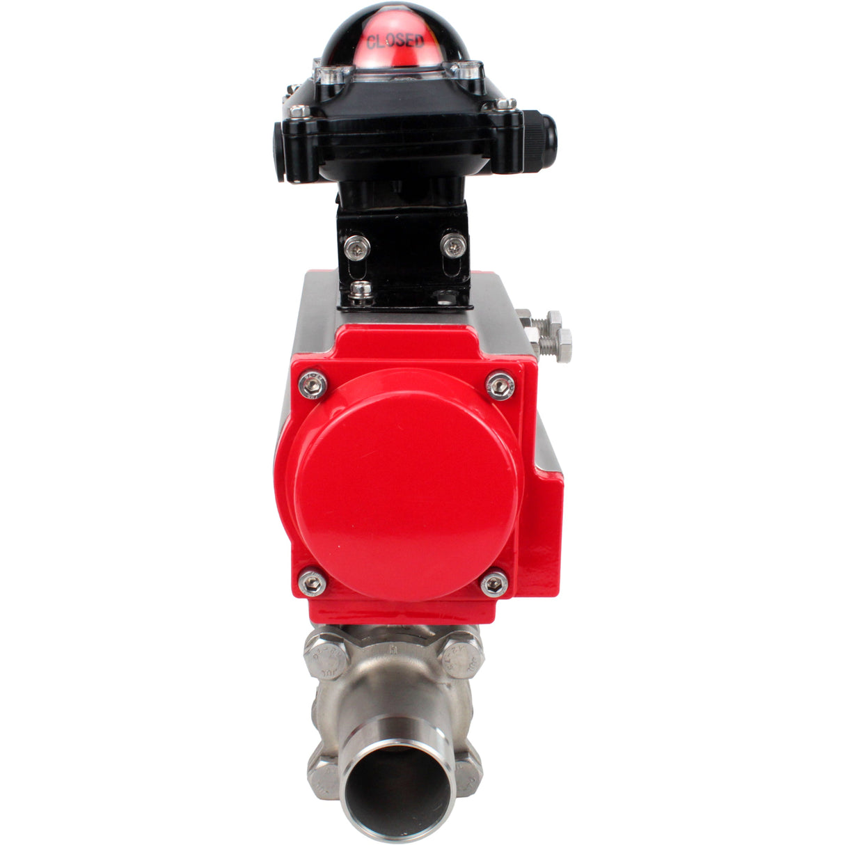 Ball valves Elephant BV3232P(3pc)-FP-W-ISO-H LONG DN10-150 full bore, body - stainless steel 316, welded, with pneumatic actuator Elephant PA-SA and limit switch block APL-210N