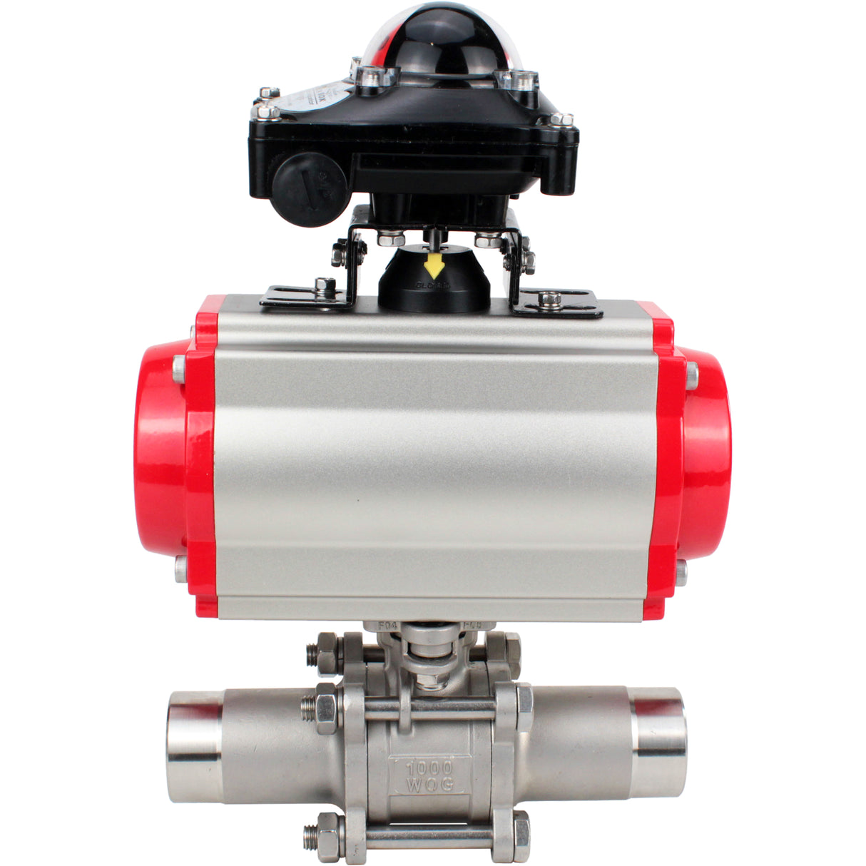 Ball valves Elephant BV3131P(3pc)-FP-W-ISO-H LONG DN10-150 full bore, body - stainless steel 304, welded, with pneumatic actuator Elephant PA-DA and limit switch block APL-210N