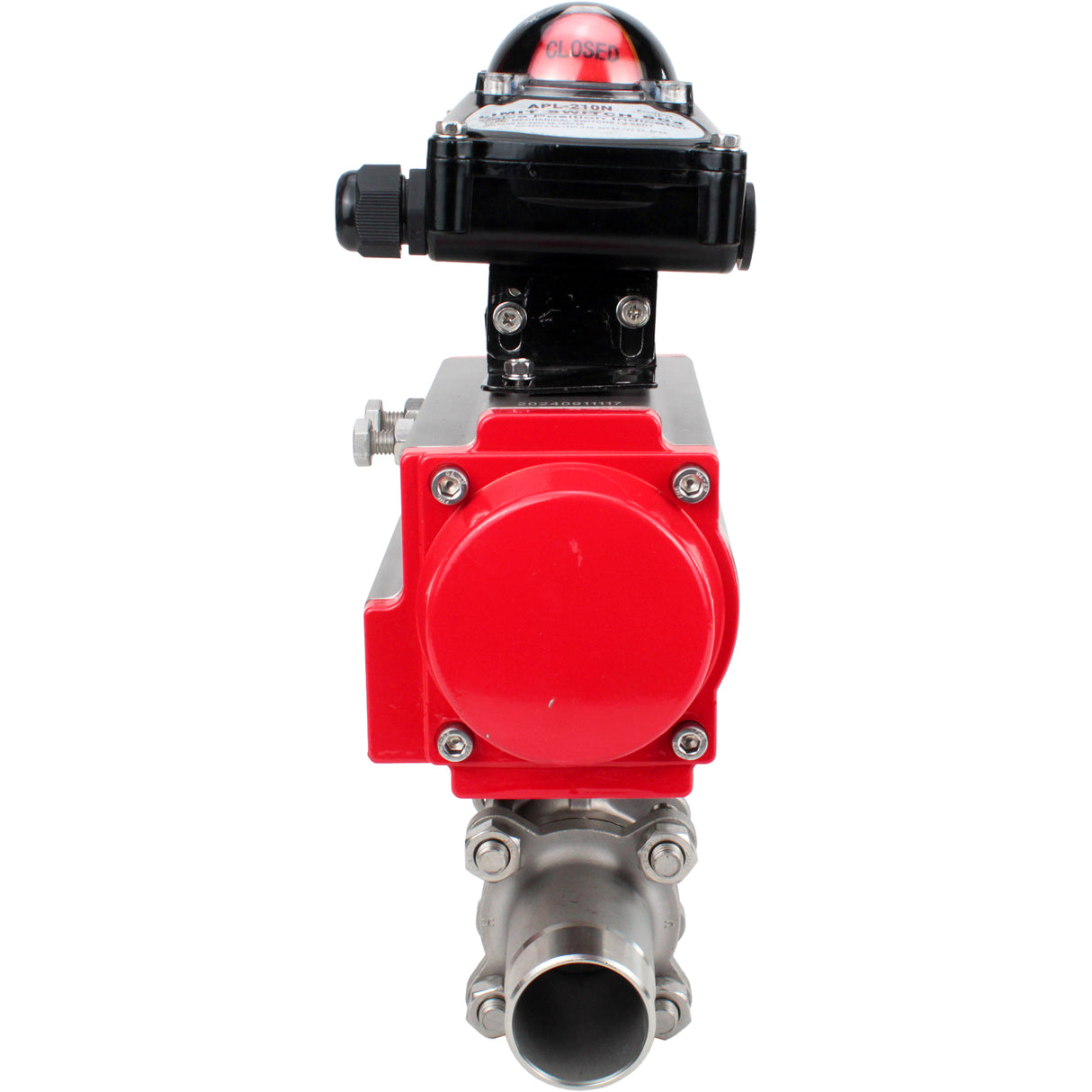 Ball valves Elephant BV3131P(3pc)-FP-W-ISO-H LONG DN10-150 full bore, body - stainless steel 304, welded, with pneumatic actuator Elephant PA-DA and limit switch block APL-210N