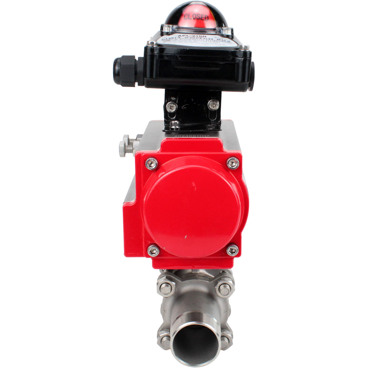 Ball valves Elephant BV3232P(3pc)-FP-W-ISO-H LONG DN10-150 full bore, body - stainless steel 316, welded, with pneumatic actuator Elephant PA-DA and limit switch block APL-210N