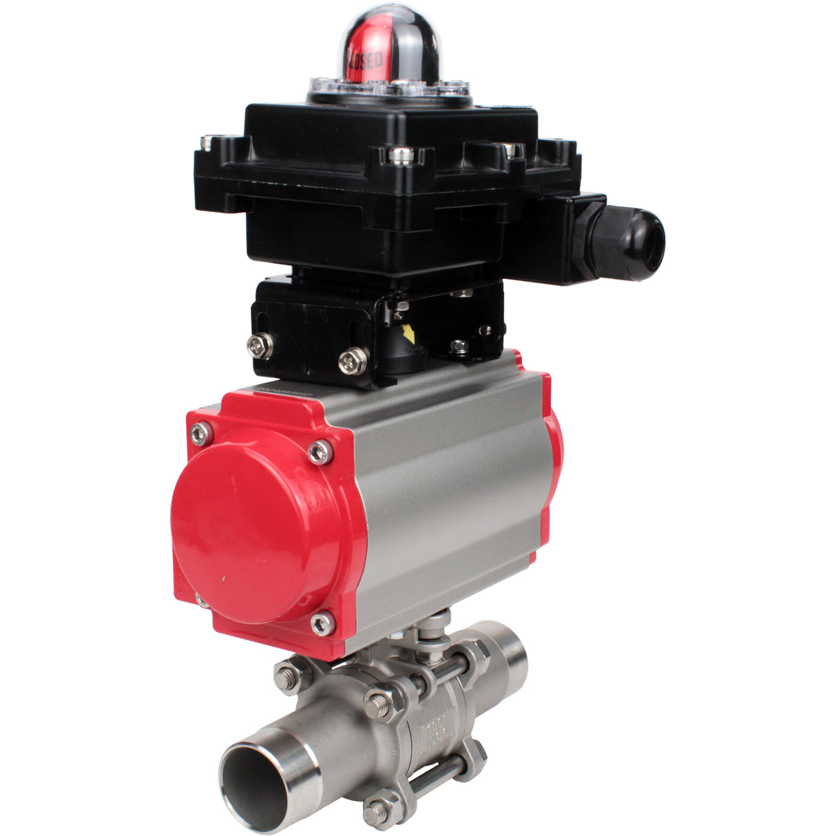 Ball valves Elephant BV3131P(3pc)-FP-W-ISO-H LONG DN10-150 full bore, body - stainless steel 304, welded, with pneumatic actuator Elephant PA-DA and limit switch block APL-410N EX
