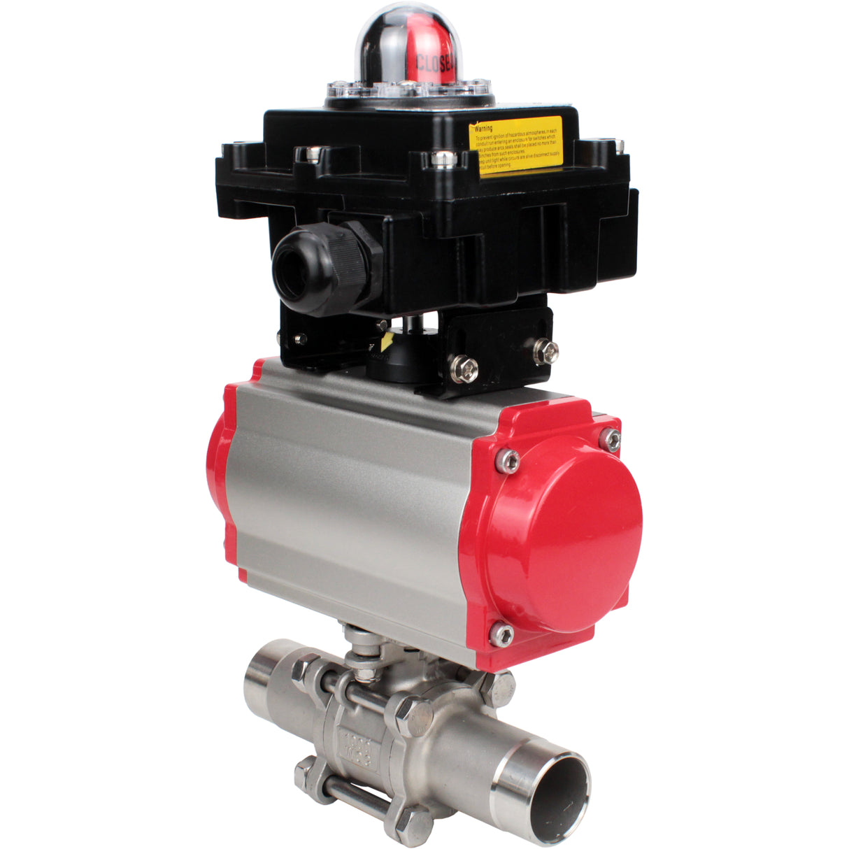 Ball valves Elephant BV3131P(3pc)-FP-W-ISO-H LONG DN10-150 full bore, body - stainless steel 304, welded, with pneumatic actuator Elephant PA-DA and limit switch block APL-410N EX