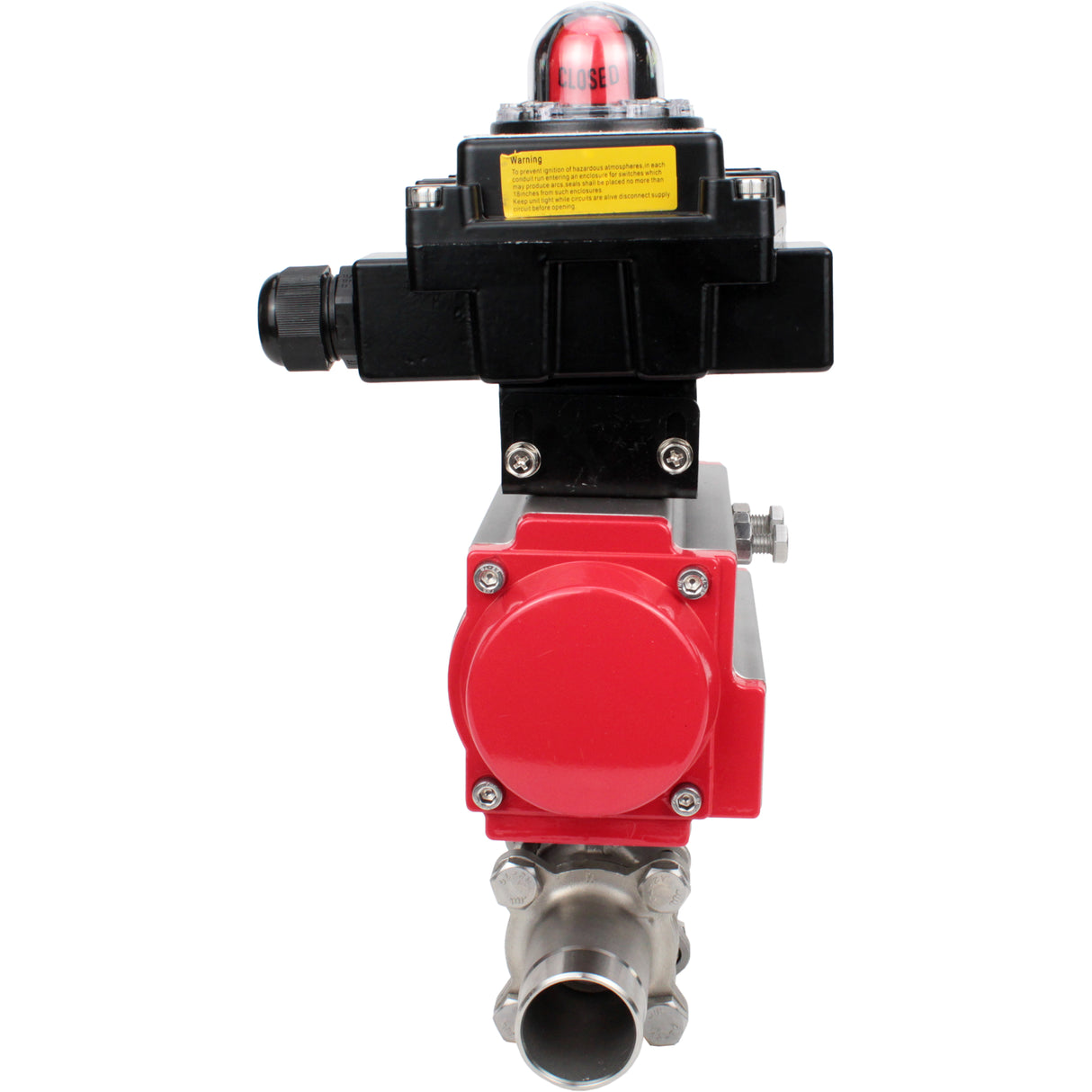 Ball valves Elephant BV3131P(3pc)-FP-W-ISO-H LONG DN10-150 full bore, body - stainless steel 304, welded, with pneumatic actuator Elephant PA-DA and limit switch block APL-410N EX