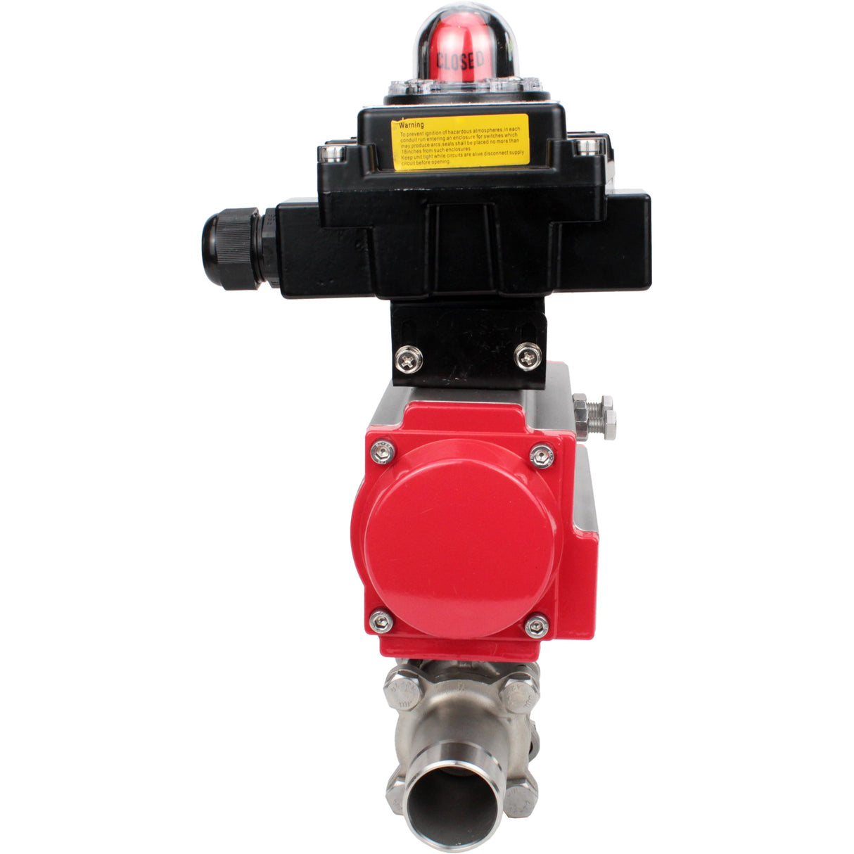 Ball valves Elephant BV3131P(3pc)-FP-W-ISO-H LONG DN10-150 full bore, body - stainless steel 304, welded, with pneumatic actuator Elephant PA-SA and limit switch block APL-410N EX