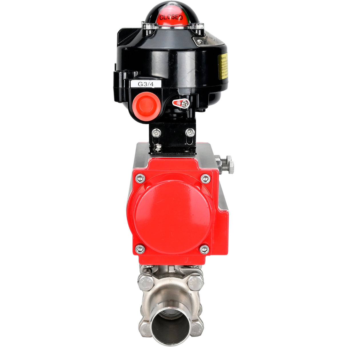 Ball valves Elephant BV3232P(3pc)-FP-W-ISO-H LONG DN10-150 full bore, body - stainless steel 316, welded, with pneumatic actuator Elephant PA-DA and limit switch block APL-510N EX