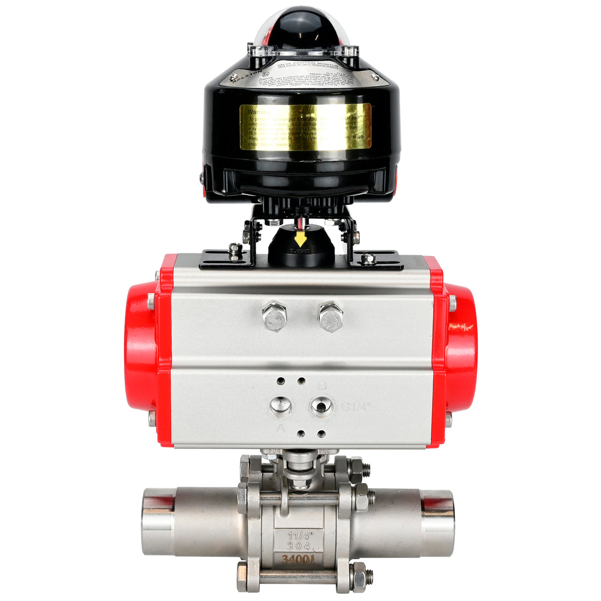 Ball valves Elephant BV3131P(3pc)-FP-W-ISO-H LONG DN10-150 full bore, body - stainless steel 304, welded, with pneumatic actuator Elephant PA-SA and limit switch block APL-510N EX