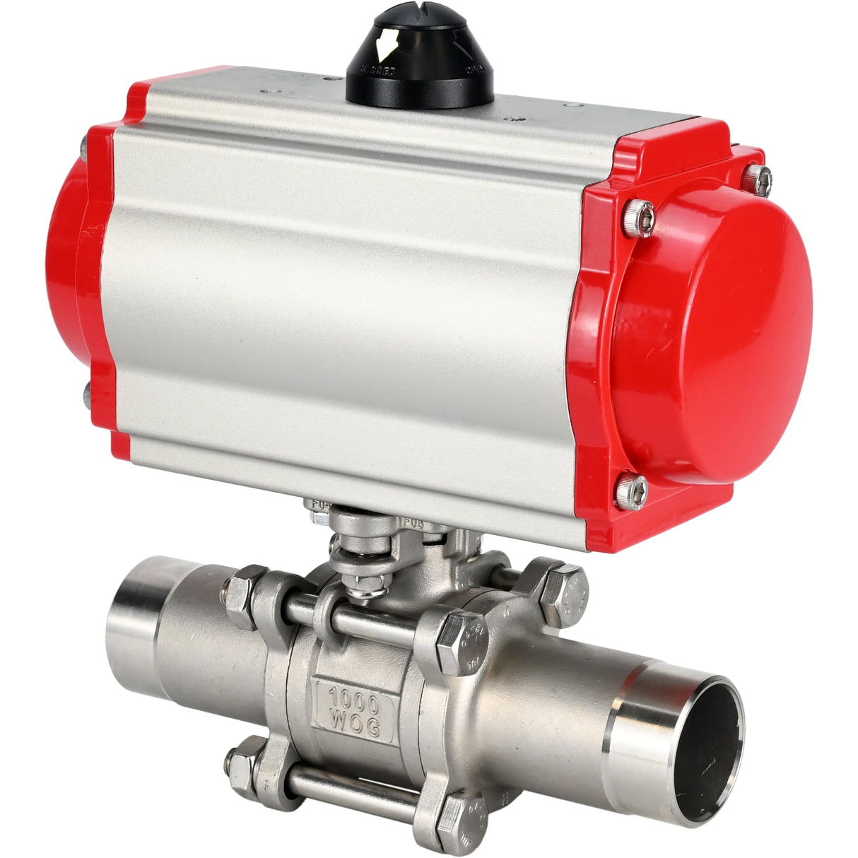 Ball valves Elephant BV3232P(3pc)-FP-W-ISO-H LONG DN10-150 full bore, body - stainless steel 316, welding, with pneumatic actuator Elephant PA-DA