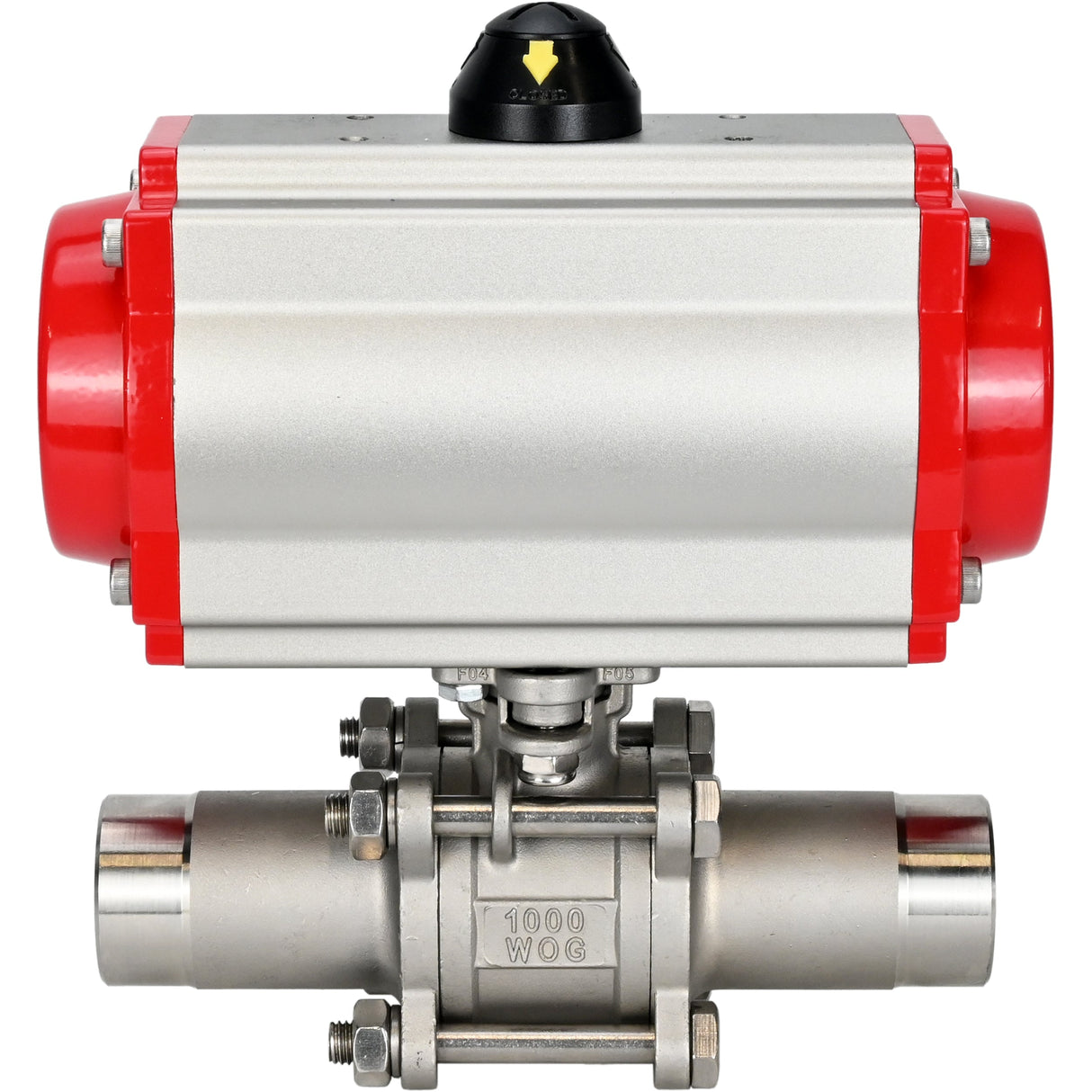 Ball valves Elephant BV3232P(3pc)-FP-W-ISO-H LONG DN10-150 full bore, body - stainless steel 316, welding, with pneumatic actuator Elephant PA-SA