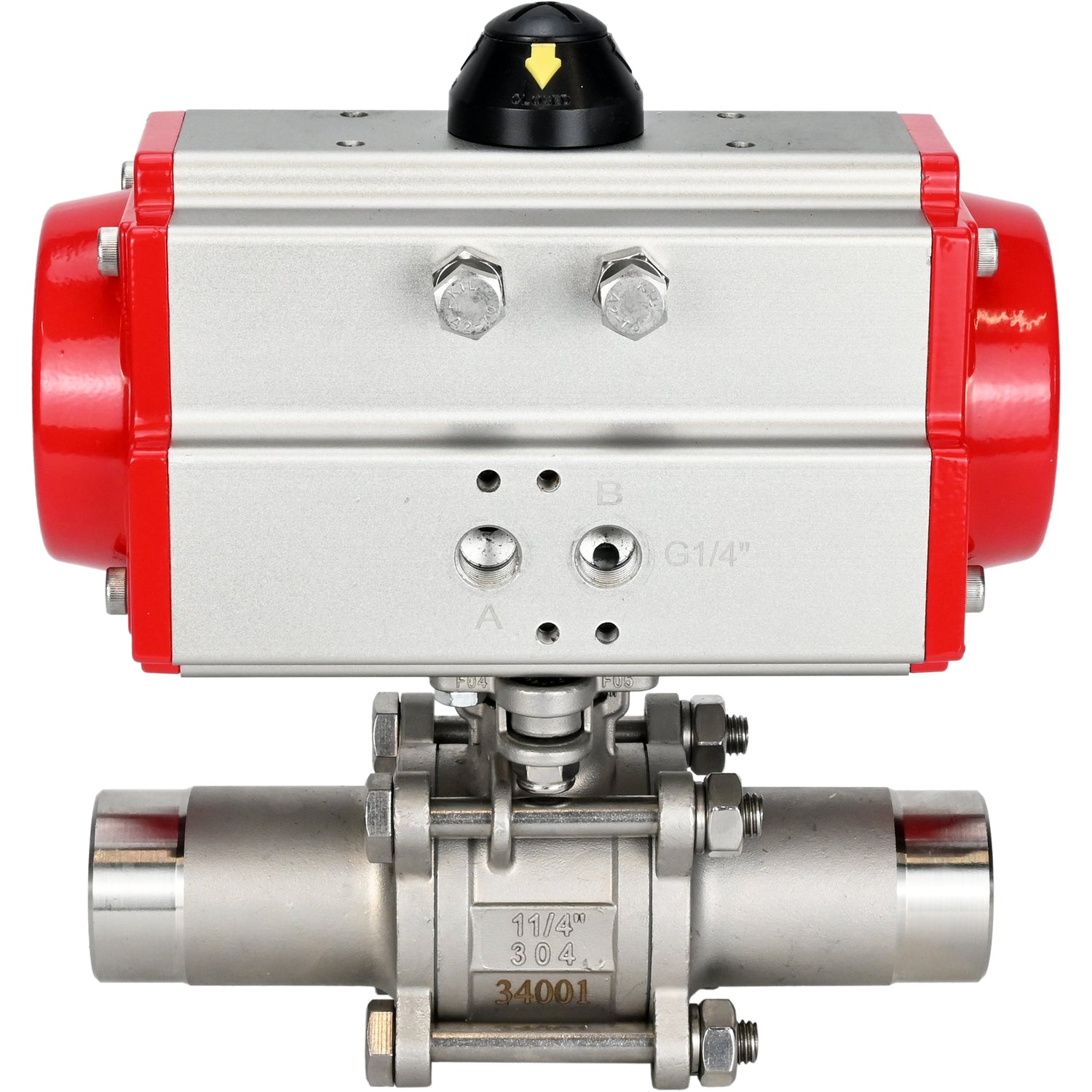 Ball valves Elephant BV3232P(3pc)-FP-W-ISO-H LONG DN10-150 full bore, body - stainless steel 316, welding, with pneumatic actuator Elephant PA-SA