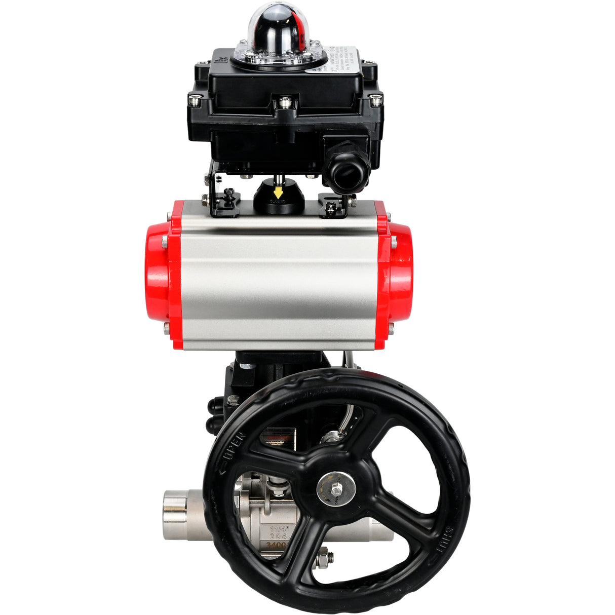 Ball valves Elephant BV3131P(3pc)-FP-W-ISO-H LONG DN50-150 full bore, body - stainless steel 304, welded, with Elephant PA-DA pneumatic actuator, Elephant MON gearbox and APL- limit switch block 410N EX