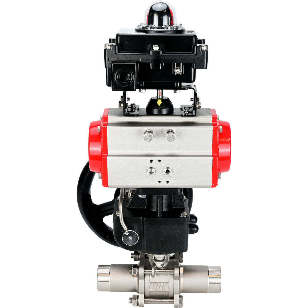 Ball valves Elephant BV3131P(3pc)-FP-W-ISO-H LONG DN50-150 full bore, body - stainless steel 304, welded, with Elephant PA-DA pneumatic actuator, Elephant MON gearbox and APL- limit switch block 410N EX