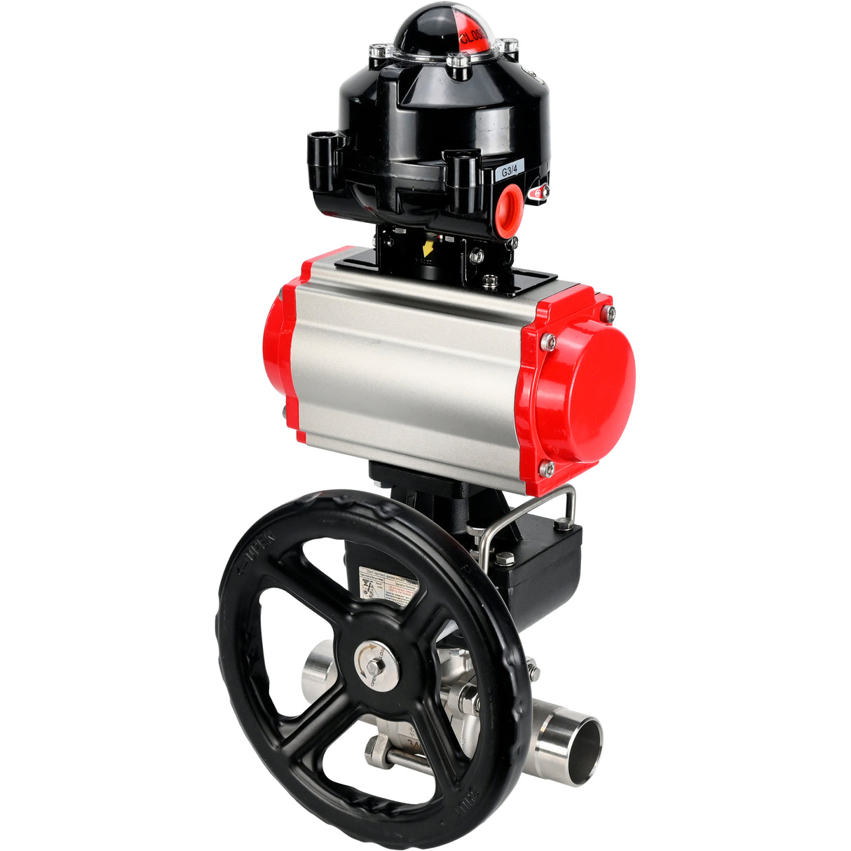 Ball valves Elephant BV3131P(3pc)-FP-W-ISO-H LONG DN50-150 full bore, body - stainless steel 304, welded, with Elephant PA-DA pneumatic actuator, Elephant MON gearbox and APL- limit switch block 510N EX