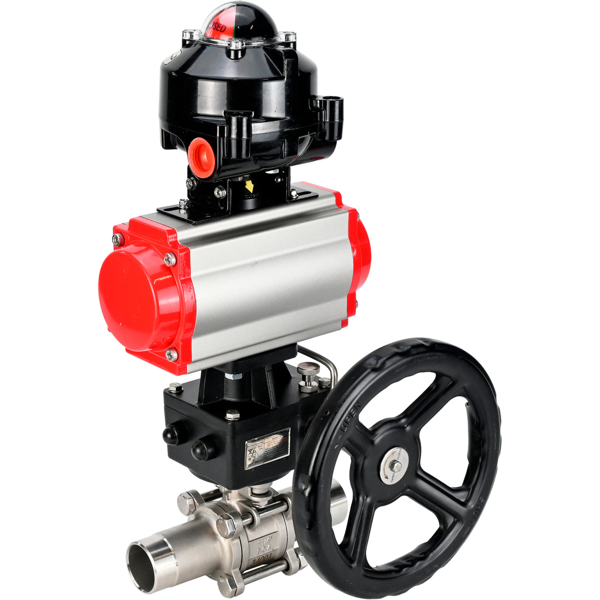 Ball valves Elephant BV3131P(3pc)-FP-W-ISO-H LONG DN50-150 full bore, body - stainless steel 304, welded, with Elephant PA-DA pneumatic actuator, Elephant MON gearbox and APL- limit switch block 510N EX