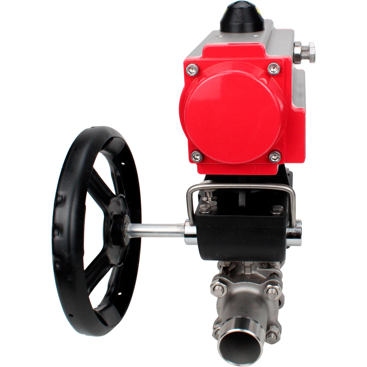 Ball valves Elephant BV3232P(3pc)-FP-W-ISO-H LONG DN50-150 full bore, body - stainless steel 316, welded, with Elephant PA-DA pneumatic actuator and Elephant MON gearbox