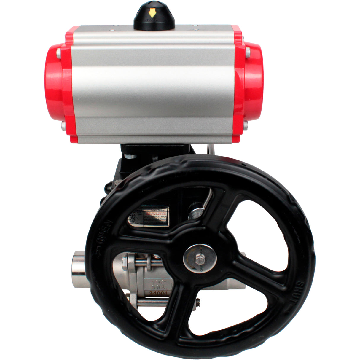 Ball valves Elephant BV3232P(3pc)-FP-W-ISO-H LONG DN50-150 full bore, body - stainless steel 316, welded, with Elephant PA-DA pneumatic actuator and Elephant MON gearbox