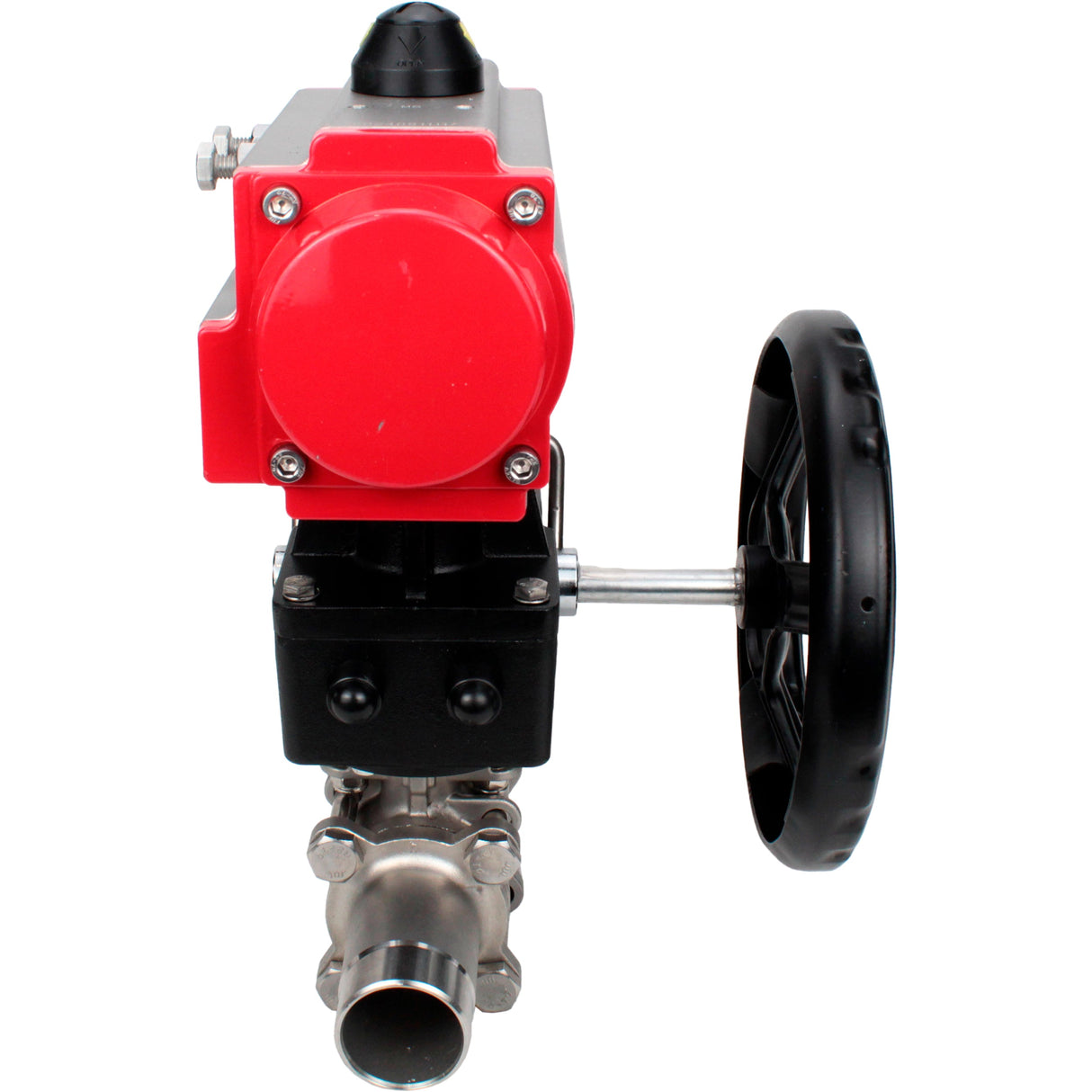 Ball valves Elephant BV3232P(3pc)-FP-W-ISO-H LONG DN50-150 full bore, body - stainless steel 316, welded, with Elephant PA-DA pneumatic actuator and Elephant MON gearbox