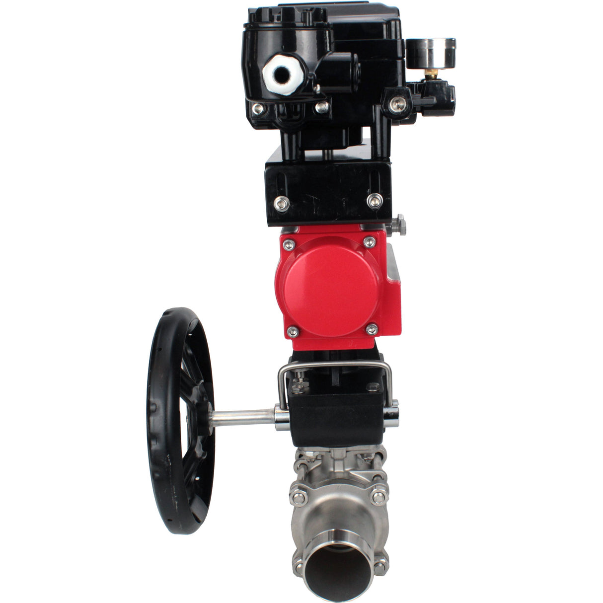 Ball valves Elephant BV3131P(3pc)-FP-W-ISO-H LONG DN50-150 full bore, body - stainless steel 304, welded, with Elephant PA-DA pneumatic actuator, Elephant MON reducer and YT-1000RSN pneumatic positioner