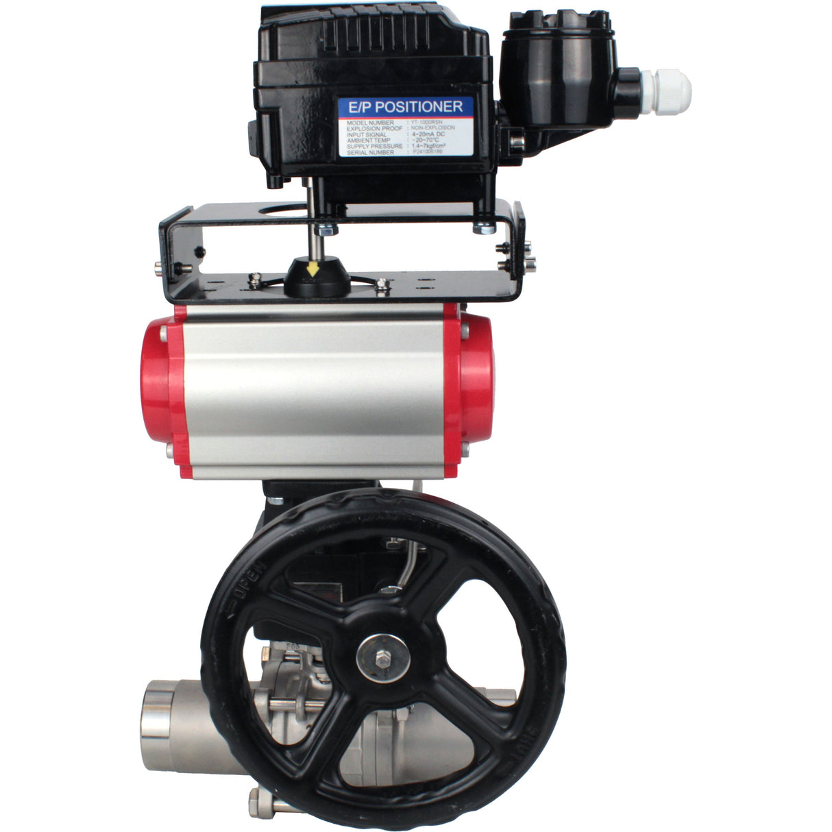 Ball valves Elephant BV3232P(3pc)-FP-W-ISO-H LONG DN50-150 full bore, body - stainless steel 316, welded, with Elephant PA-DA pneumatic actuator, Elephant MON reducer and YT-1000RSN pneumatic positioner