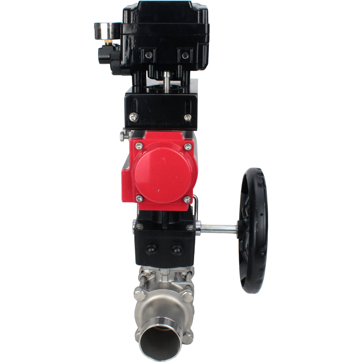 Ball valves Elephant BV3232P(3pc)-FP-W-ISO-H LONG DN50-150 full bore, body - stainless steel 316, welded, with Elephant PA-DA pneumatic actuator, Elephant MON reducer and YT-1000RSN pneumatic positioner