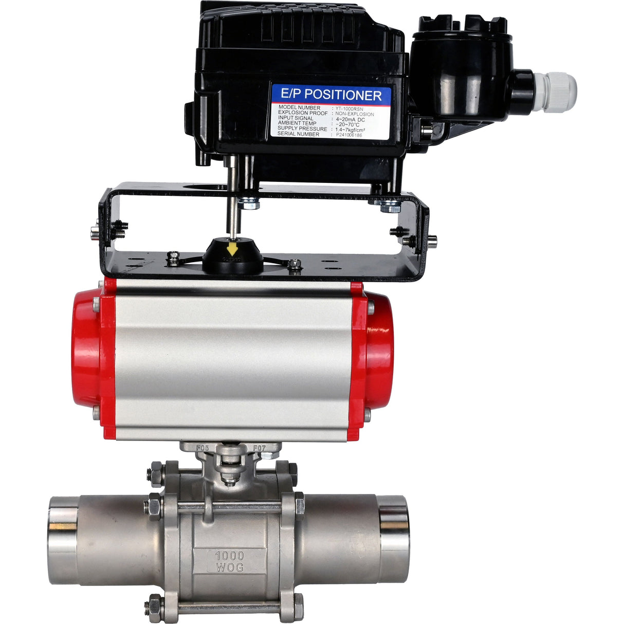 Ball valves Elephant BV3131P(3pc)-FP-W-ISO-H LONG DN10-150 full bore, body - stainless steel 304, welded, with pneumatic actuator Elephant PA-DA and pneumatic positioner YT-1000RSN
