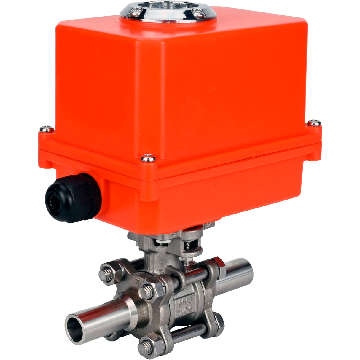 Ball valves Elephant BV3131P(3pc)-FP-W-ISO-H LONG full bore, body - stainless steel 304, welded, with 1/4-turn electric drive Elephant QT-N-EM-O1-220VAC-U1 MINI 220V