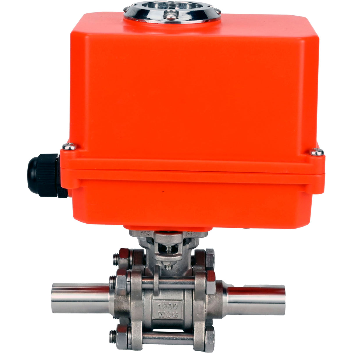 Ball valves Elephant BV3131P(3pc)-FP-W-ISO-H LONG full bore, body - stainless steel 304, welded, with 1/4-turn electric drive Elephant QT-N-EM-O1-220VAC-U1 MINI 220V